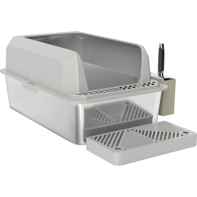 PawHut Stainless Steel Litter Box with Metal Scoop & Scoop Holder, High Sided, Anti-Urine Leakage, Non-Sticky PawHut Stainless Steel Litter Box with Metal Scoop & Scoop Holder, High Sided, Anti-Urine Leakage, Non-Sticky
