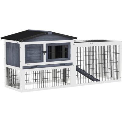 PawHut Indoor Rabbit Enclosure, House 59 2 Level Indoor Outdoor with Openable Top Dark Gray Aosom.com PawHut Indoor Rabbit Enclosure, House 59 2 Level Indoor Outdoor with Openable Top Dark Gray Aosom.com