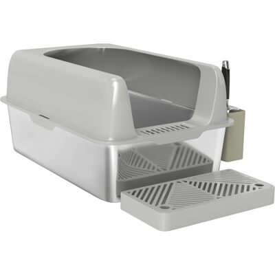 PawHut High Sided Stainless Steel Litter Box with Metal Scoop & Scoop Holder, for Easy Clean& Anti-Urine Leakage, Light Gray PawHut High Sided Stainless Steel Litter Box with Metal Scoop & Scoop Holder, for Easy Clean& Anti-Urine Leakage, Light Gray