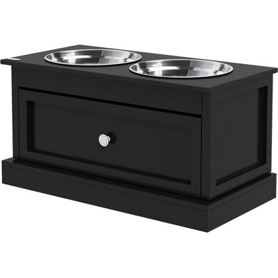 PawHut Elevated Dog Bowls with Storage Drawer, Raised Dog Bowl Stand Pet Food Bowl Dog Feeding Station, Black PawHut Elevated Dog Bowls with Storage Drawer, Raised Dog Bowl Stand Pet Food Bowl Dog Feeding Station, Black