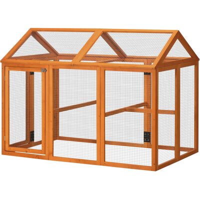 PawHut Wooden Chicken Run Combinable Design with Perches, 4.6' x 2.8', Orange PawHut Wooden Chicken Run Combinable Design with Perches, 4.6' x 2.8', Orange