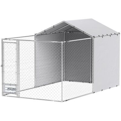 PawHut Galvanized Chain Link Large Outdoor Dog Kennel with Waterproof & UV-Resistant Cover, for M&L Dogs, 13.1' x 7.5' x 7.5' PawHut Galvanized Chain Link Large Outdoor Dog Kennel with Waterproof & UV-Resistant Cover, for M&L Dogs, 13.1' x 7.5' x 7.5'