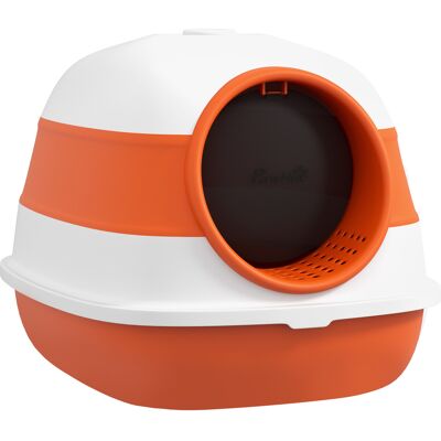 PawHut Cat Litter Box with Lid, Covered Litter Box w/High Sides, Two-Way Entrance Kitty Litter Box, Foldable, Easy Clean, White and Orange Aosom.com PawHut Cat Litter Box with Lid, Covered Litter Box w/High Sides, Two-Way Entrance Kitty Litter Box, Foldable, Easy Clean, White and Orange Aosom.com