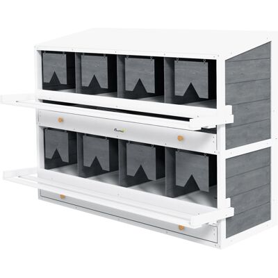 PawHut Chicken Nesting Box 8 Compartments Wood Laying Boxes for Chicken Coop with Egg Collection Trays Perches for 16-32 Hens PawHut Chicken Nesting Box 8 Compartments Wood Laying Boxes for Chicken Coop with Egg Collection Trays Perches for 16-32 Hens