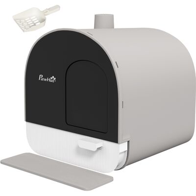 PawHut Covered Cat Litter Box, for Indoor use, with Tray, Scoop, Filter, 17"x17"x18.5", Light Gray Aosom.com PawHut Covered Cat Litter Box, for Indoor use, with Tray, Scoop, Filter, 17"x17"x18.5", Light Gray Aosom.com