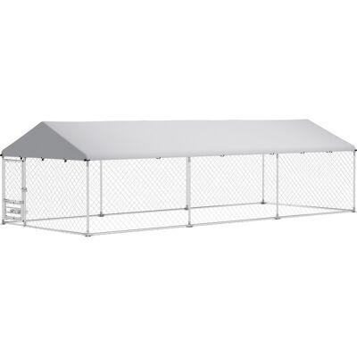 PawHut Outdoor Dog Kennel with Adjustable & Rotatable Bowl Rack, Waterproof Cover, Secure Lock, 19.7' x 7.5' x 5.2' PawHut Outdoor Dog Kennel with Adjustable & Rotatable Bowl Rack, Waterproof Cover, Secure Lock, 19.7' x 7.5' x 5.2'