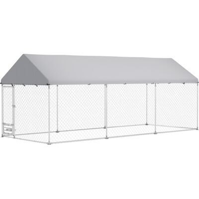 PawHut Outdoor Dog Kennel w/ Adjustable & Rotatable Bowl Rack, Waterproof UV-Resistant Cover, Secure Lock, 19.7' x 7.5' x 7.5' PawHut Outdoor Dog Kennel w/ Adjustable & Rotatable Bowl Rack, Waterproof UV-Resistant Cover, Secure Lock, 19.7' x 7.5' x 7.5'