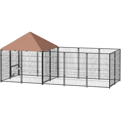 PawHut Large Outdoor Dog Kennel with Rotating & Adjustable Height Bowls, Waterproof & UV-Resistant Canopy, 11.3' x 4.7' x 5.1' PawHut Large Outdoor Dog Kennel with Rotating & Adjustable Height Bowls, Waterproof & UV-Resistant Canopy, 11.3' x 4.7' x 5.1'