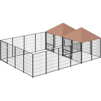 PawHut Large Outdoor Dog Kennel with 2 Rooms, Rotating & Adjustable Height Bowls, 13.5' x 9.4' x 5.1' PawHut Large Outdoor Dog Kennel with 2 Rooms, Rotating & Adjustable Height Bowls, 13.5' x 9.4' x 5.1'