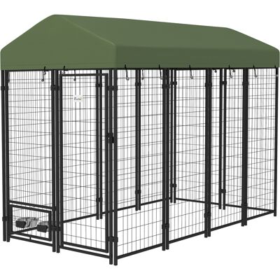 PawHut Outdoor Dog Kennel with Rotating Bowl Holders, Walk-in Pet Playpen with Waterproof Cover, 8' x 4' x 6', Green PawHut Outdoor Dog Kennel with Rotating Bowl Holders, Walk-in Pet Playpen with Waterproof Cover, 8' x 4' x 6', Green