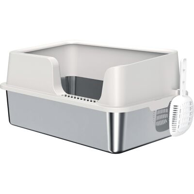 PawHut Stainless Steel Litter Box with High Side, Scoop, Easy Cleaning & Anti-Urine Leakage, for Big Cats, Light Gray PawHut Stainless Steel Litter Box with High Side, Scoop, Easy Cleaning & Anti-Urine Leakage, for Big Cats, Light Gray