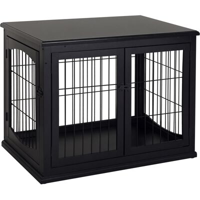 PawHut Modern Wooden Dog Crate Furniture Double Door for Small Dogs Stylish Black Aosom.com PawHut Modern Wooden Dog Crate Furniture Double Door for Small Dogs Stylish Black Aosom.com