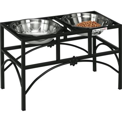 Pawhut 22" Dog Bowl Stand, Heavy Duty Double Stainless Steel Pet Bowls, Promotes Proper Digestion Dog Food Bowl, Elevated Pet Feeding Station, Black Pawhut 22" Dog Bowl Stand, Heavy Duty Double Stainless Steel Pet Bowls, Promotes Proper Digestion Dog Food Bowl, Elevated Pet Feeding Station, Black