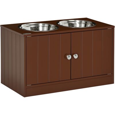 PawHut Elevated Dog Bowls with Storage Cabinet, Raised Dog Bowl Stand Pet Food Bowl Dog Feeding Station, Brown Aosom.com PawHut Elevated Dog Bowls with Storage Cabinet, Raised Dog Bowl Stand Pet Food Bowl Dog Feeding Station, Brown Aosom.com