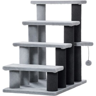 PawHut 4-Level Cat Stair & Dog Stairs, Kitten Tree Climber, with Hanging Play Ball, Steps for Bed, Sofa, Light Grey PawHut 4-Level Cat Stair & Dog Stairs, Kitten Tree Climber, with Hanging Play Ball, Steps for Bed, Sofa, Light Grey