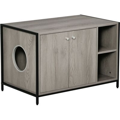 PawHut Cat Litter Box Enclosure Hidden Cat Furniture Cabinet Indoor Cat Washroom Double-door with Damping Hinge Multiple Storage Place Adjustable Grey PawHut Cat Litter Box Enclosure Hidden Cat Furniture Cabinet Indoor Cat Washroom Double-door with Damping Hinge Multiple Storage Place Adjustable Grey