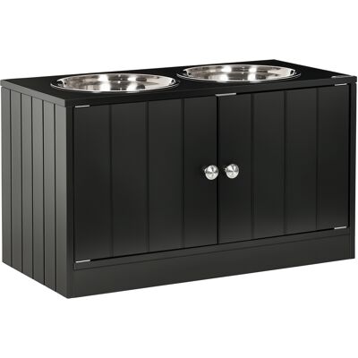 PawHut Raised Pet Feeding Storage Station with 2 Stainless Steel Bowls Base for Large Dogs and Other Large Pets Black Aosom.com PawHut Raised Pet Feeding Storage Station with 2 Stainless Steel Bowls Base for Large Dogs and Other Large Pets Black Aosom.com