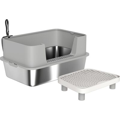 PawHut Stainless Steel Litter Box with High Sides, Metal Cat Litter Box with Scoop, Pedal, Anti-Urine Leakage, Non-Sticky PawHut Stainless Steel Litter Box with High Sides, Metal Cat Litter Box with Scoop, Pedal, Anti-Urine Leakage, Non-Sticky