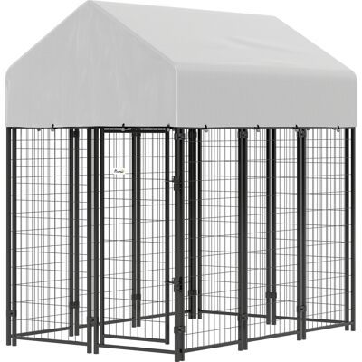 PawHut Outdoor Dog Kennel with Roof, 6' x 4' x 6' Heavy Duty Welded Wire Dog Playpen Enclosure with Escape-proof Lock PawHut Outdoor Dog Kennel with Roof, 6' x 4' x 6' Heavy Duty Welded Wire Dog Playpen Enclosure with Escape-proof Lock