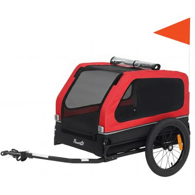 PawHut Dog Bike Trailer for Small & Medium Dogs, Universal Bicycle Coupler, Flip-Down Ramp Tailgate, Red PawHut Dog Bike Trailer for Small & Medium Dogs, Universal Bicycle Coupler, Flip-Down Ramp Tailgate, Red