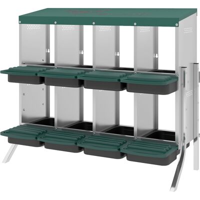 PawHut Chicken Nesting Boxes, 8 Compartment Metal Nesting Boxes for Chickens, Two-Tier Egg Laying Boxes with Vented Holes PawHut Chicken Nesting Boxes, 8 Compartment Metal Nesting Boxes for Chickens, Two-Tier Egg Laying Boxes with Vented Holes