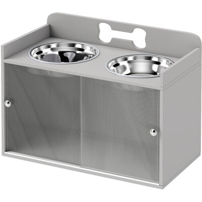 PawHut Elevated Dog Bowls with Storage, Raised Dog Bowl Stand with 2 Stainless Steel Bowl for Large Dogs, Gray PawHut Elevated Dog Bowls with Storage, Raised Dog Bowl Stand with 2 Stainless Steel Bowl for Large Dogs, Gray