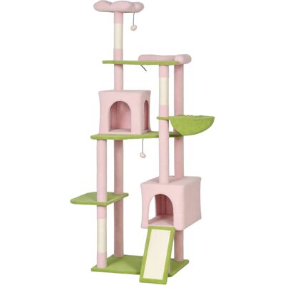 PawHut 74" Flower Cat Tree, Large Cat Tower with Scratching Post & Board for Indoor Cats, Pink PawHut 74" Flower Cat Tree, Large Cat Tower with Scratching Post & Board for Indoor Cats, Pink