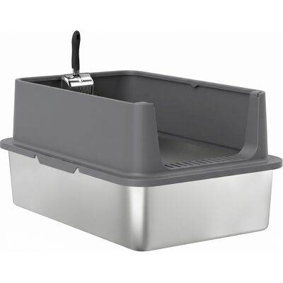 PawHut Extra Large Stainless Steel Cat Litter Box with Scoop & Pad, Anti-Urine Leakage, Easy Cleaning, Non-Sticky PawHut Extra Large Stainless Steel Cat Litter Box with Scoop & Pad, Anti-Urine Leakage, Easy Cleaning, Non-Sticky