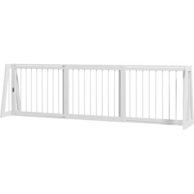 PawHut 28"-75" Freestanding Wooden Pet Gate with Support Feet & Non-Slip Mats for Indoor, Stairway, Doorway, White PawHut 28"-75" Freestanding Wooden Pet Gate with Support Feet & Non-Slip Mats for Indoor, Stairway, Doorway, White