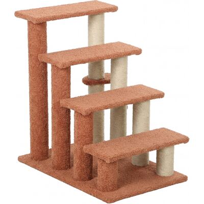 PawHut 4 Levels Cat Steps with Scratching Posts for High Bed, Sofa, Brown PawHut 4 Levels Cat Steps with Scratching Posts for High Bed, Sofa, Brown