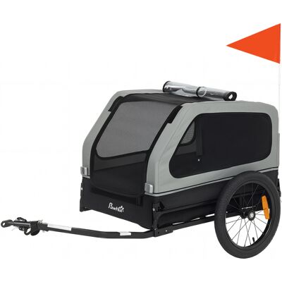 PawHut Dog Bike Trailer for Small & Medium Dogs, Universal Bicycle Coupler, Flip-Down Ramp Tailgate, Gray PawHut Dog Bike Trailer for Small & Medium Dogs, Universal Bicycle Coupler, Flip-Down Ramp Tailgate, Gray