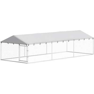 PawHut 20' x 7.5' x 5' Dog Kennel Outdoor for Large Dogs with Waterproof Roof, Silver PawHut 20' x 7.5' x 5' Dog Kennel Outdoor for Large Dogs with Waterproof Roof, Silver