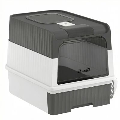 PawHut Cat Litter Box Hooded Cat Litter Tray with Drawer Pan Front Entry & Top Exit Easy Cleaning Gray PawHut Cat Litter Box Hooded Cat Litter Tray with Drawer Pan Front Entry & Top Exit Easy Cleaning Gray