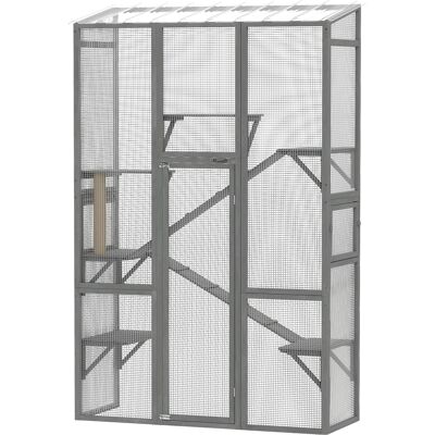 PawHut Outdoor Catio Cat Enclosure, Large Wooden Cat House with 6 Jumping Platforms, Scratching Post, 2 Ramps, for 2-3 Kittens PawHut Outdoor Catio Cat Enclosure, Large Wooden Cat House with 6 Jumping Platforms, Scratching Post, 2 Ramps, for 2-3 Kittens
