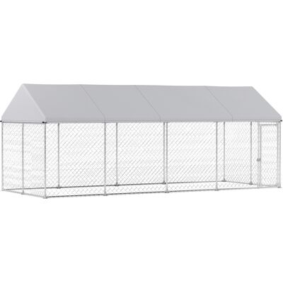 PawHut Heavy Duty Outdoor Dog Kennel with Waterproof Roof, Secure Latch, Chain Link Dog Run for Backyard, 20' x 7.5' x 8' PawHut Heavy Duty Outdoor Dog Kennel with Waterproof Roof, Secure Latch, Chain Link Dog Run for Backyard, 20' x 7.5' x 8'