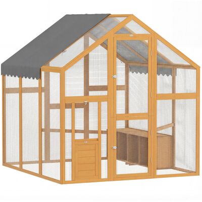 PawHut Large Wooden Chicken Run with Waterproof & Anti-UV Cover, for 6-8 Chickens, for Backyard, Farm, Yellow PawHut Large Wooden Chicken Run with Waterproof & Anti-UV Cover, for 6-8 Chickens, for Backyard, Farm, Yellow