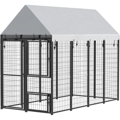 PawHut Large Dog Kennel Outdoor with Roof, 3 Doors, Expandable Heavy Duty Dog Kennel Dog Run for All Breed Sizes, 8' x 4' x 6' PawHut Large Dog Kennel Outdoor with Roof, 3 Doors, Expandable Heavy Duty Dog Kennel Dog Run for All Breed Sizes, 8' x 4' x 6'