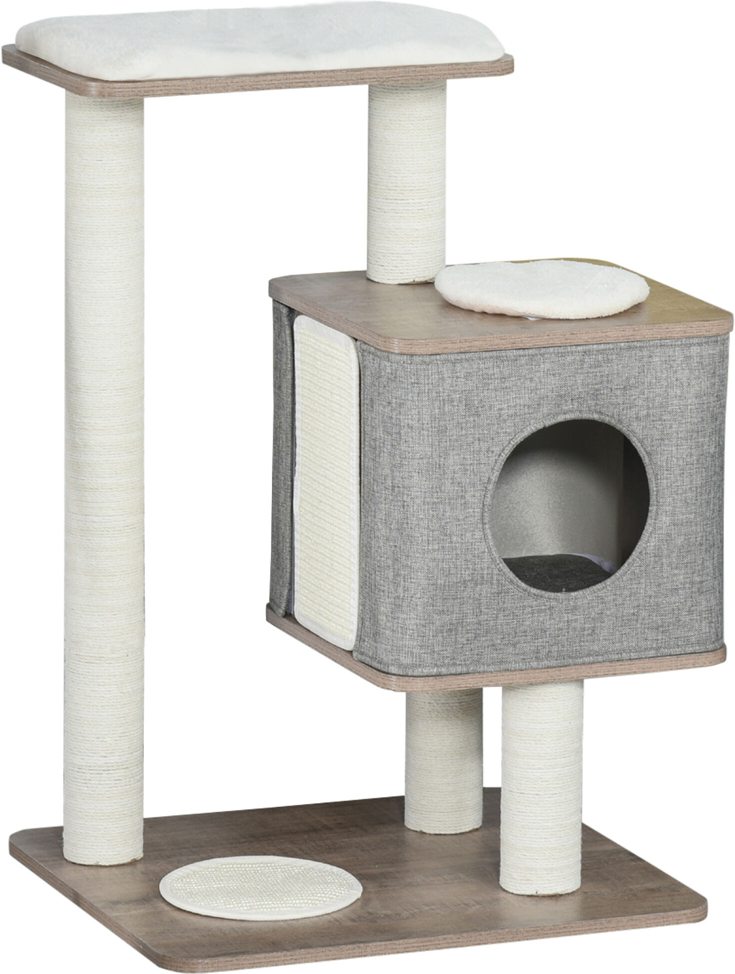 Pawhut 34" Cat Tree Tower Kitten House Activity Center Pet Furniture Climbing Frame With Scratching Posts & Carpet Removable Cushions Perch Condo