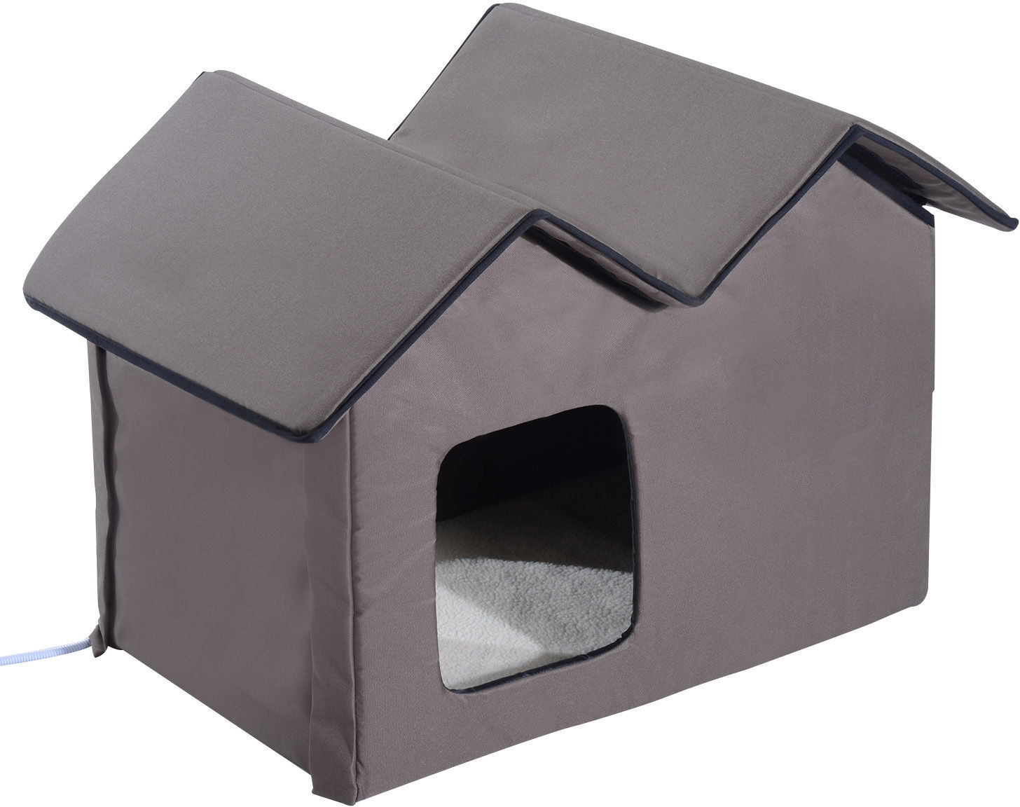 PawHut Heated Cat Shelter Winter Indoor Heated Double Wide Outdoor Cat Shelter House Bed Small Animal Playpen Crate Kennel Brown