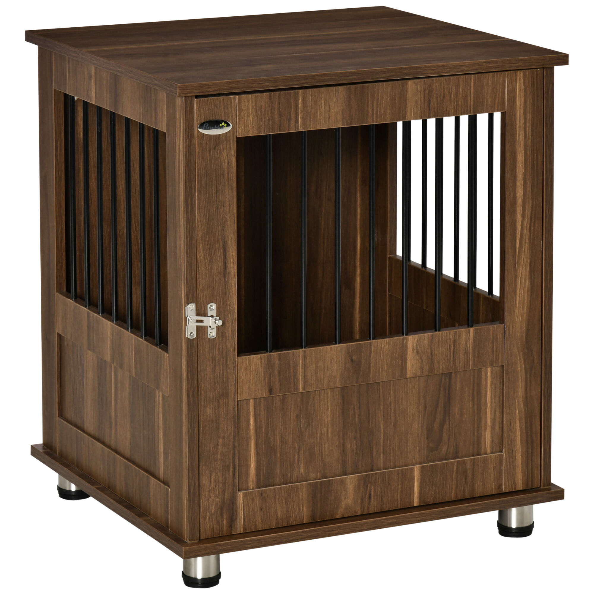 PawHut Furniture Style Dog Crate, Wooden & Wire End Table, Small Pet Crate with Magnetic Door, Indoor Decorative Dog Kennel Cage, Brown