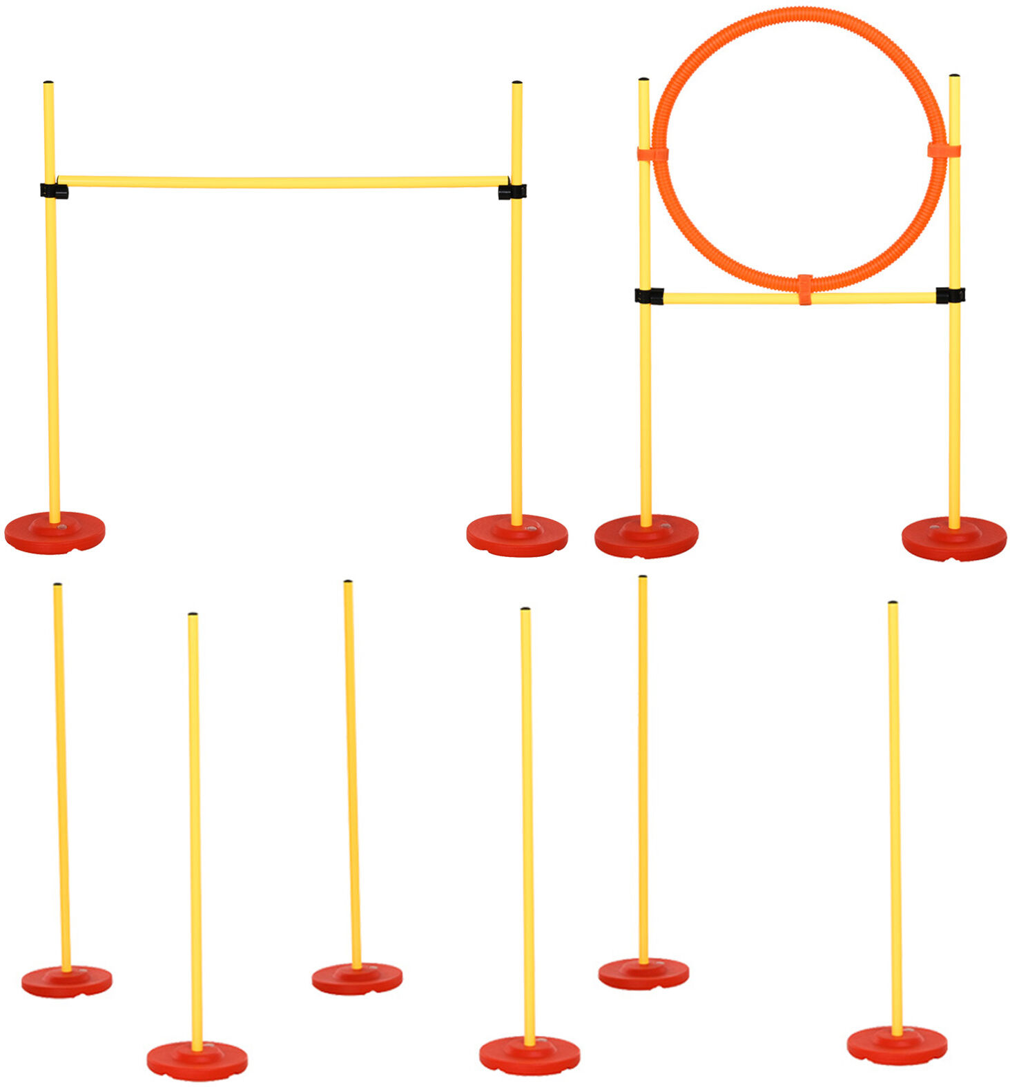 PawHut 3PCs Dog Agility Course Set Portable Training Equipment with Adjustable Weave Pole Jumping Ring High Jump   Aosom.com