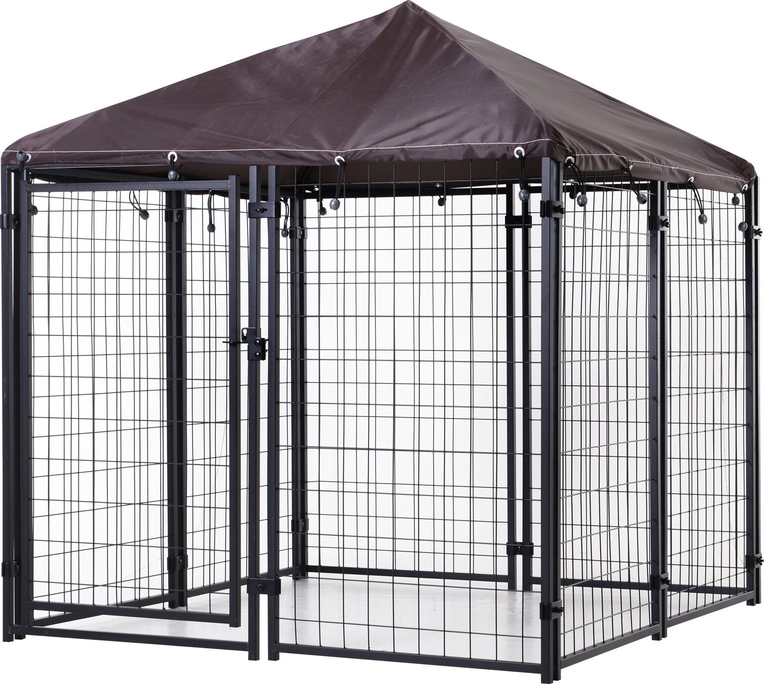 PawHut 5x5x5 Dog Kennel Outdoor Steel Pet Playpen Water-resistant Roof Jet Black   Aosom.com