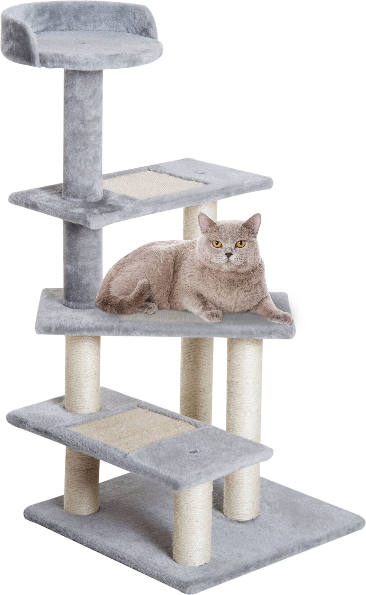 PawHut 40" Modern Cat Tree, 5 Level Revolving Steps Kitten Scratcher Stairs Climbing Tower, Activity Center Rest Post Plush Perch Pet Furniture, Gray