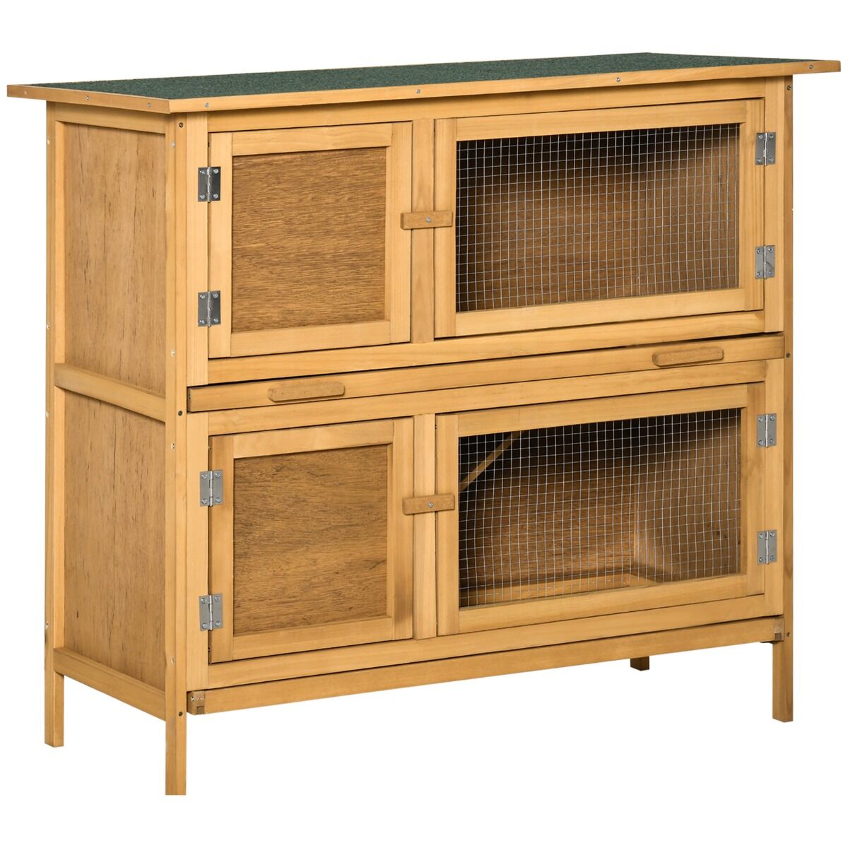 PawHut Bunny Hutch Rabbit Hutch Indoor, Small Animals Habitat with Ramp, Removable Tray and Weatherproof Roof, Yellow