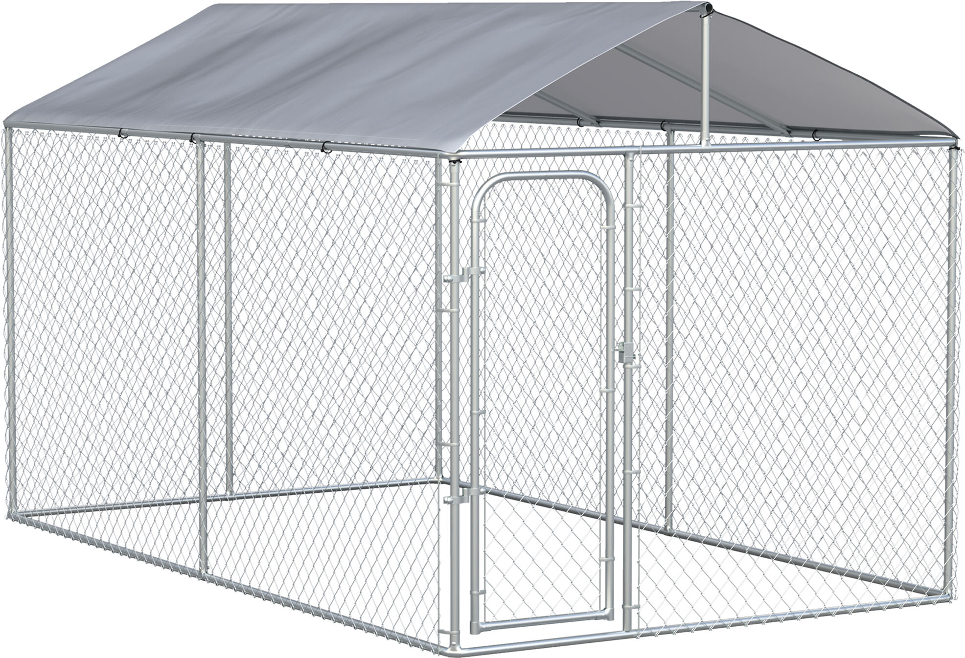 PawHut Dog Kennel Heavy Duty Playpen with Galvanized Steel Secure Lock Mesh Sidewalls and Waterproof Cover for Backyard & Patio, 13' x 7.5' x 7.5'