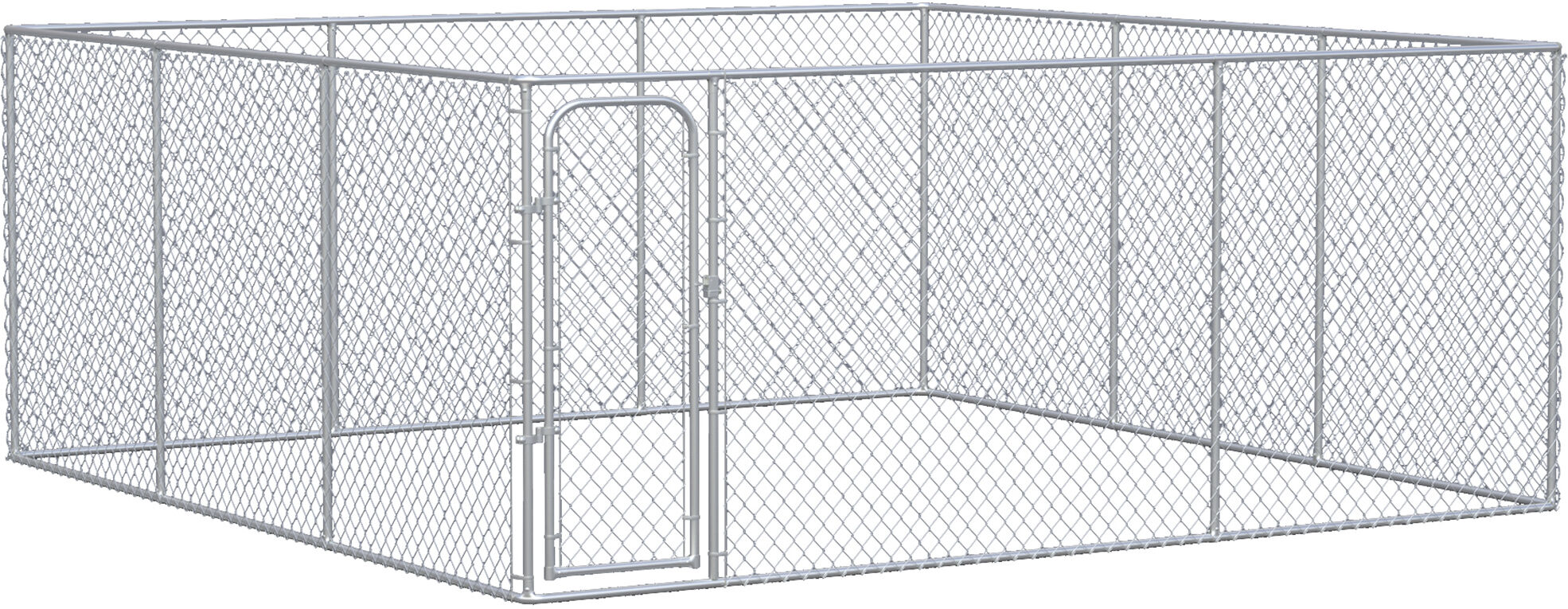 PawHut 227.7 Sq. Ft. Large Dog Pen Outdoor Dog Kennel with Secure Lock Mesh Sidewalls and Steel Frame for Backyard, Puppy Exercise Pen, Silver