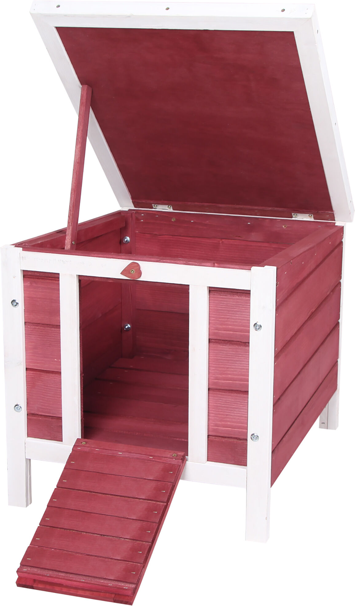 PawHut Small Wooden Rabbit Hutch Bunny Guinea Pig Dog House with Waterproof Openable Roof Red   Aosom.com