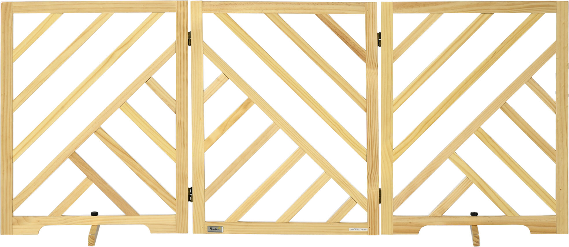 PawHut Wooden Freestanding Dog Gate Extra Wide 24 inch 3 Panels Pet Gates Natural   Aosom.com