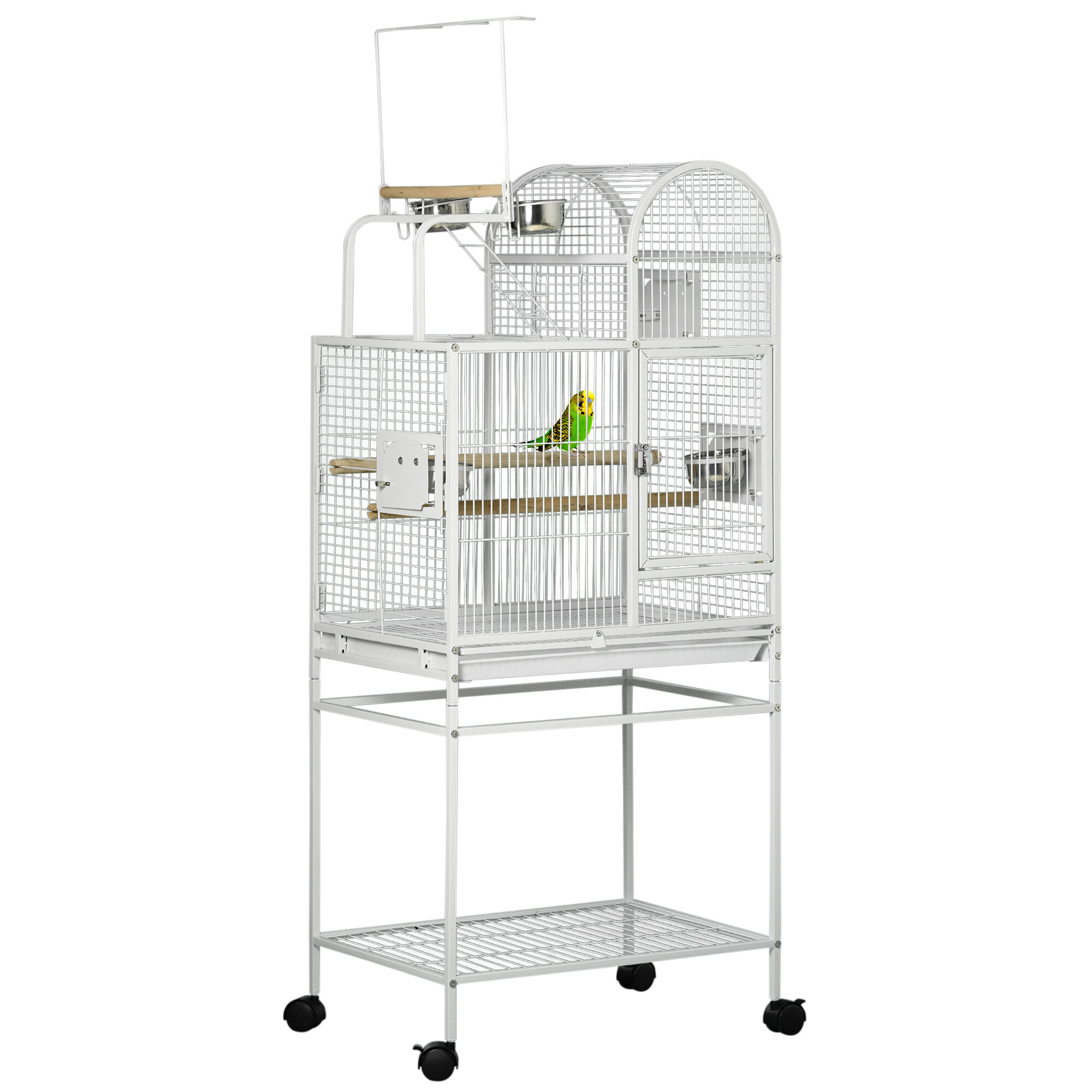 PawHut 64 Inch Bird Cage for Medium Small Parrots Cockatiel Cages Budgies Lovebirds Parrotlets with Rolling Stand   Aosom.com