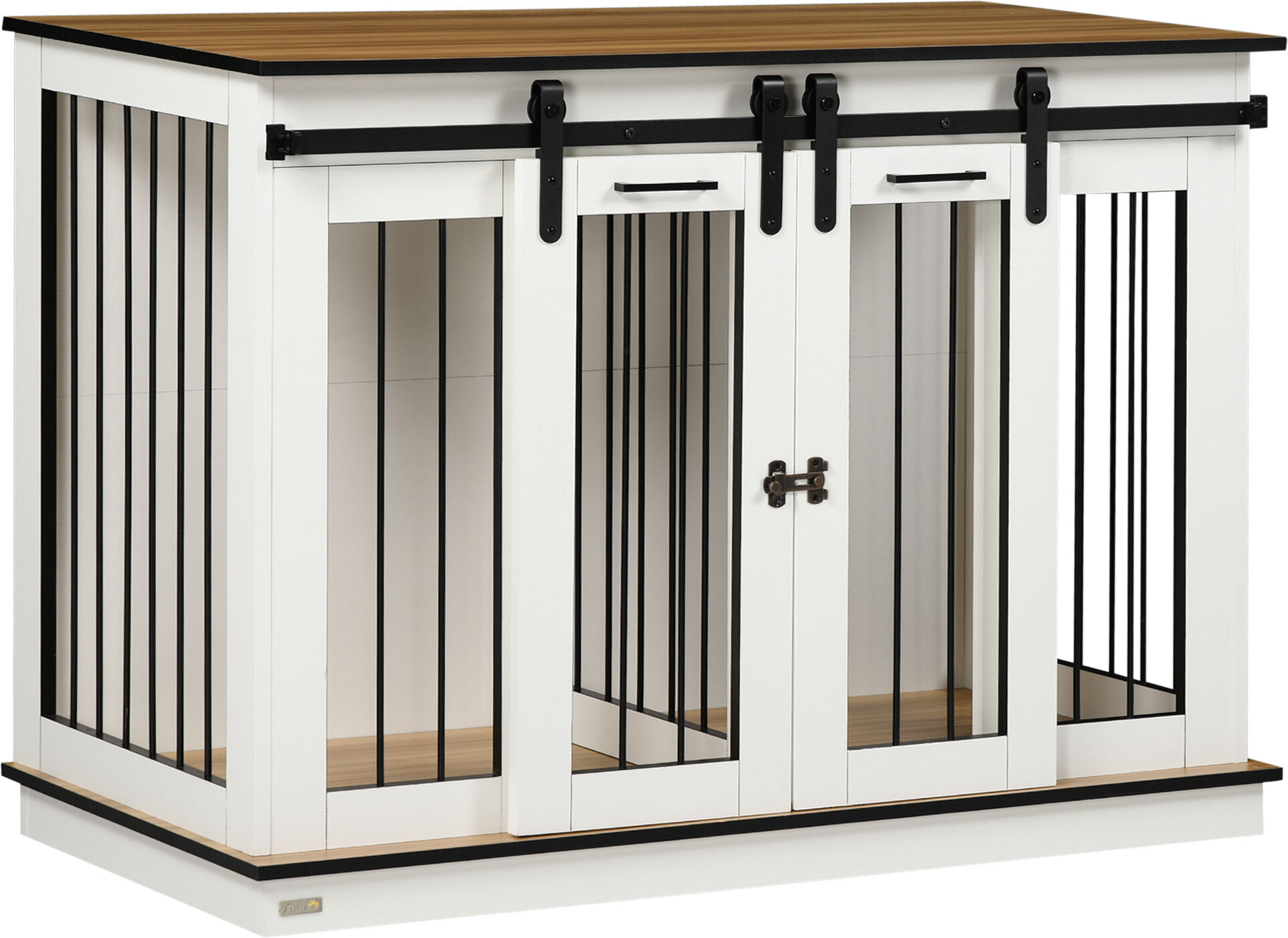 PawHut 47.5" Dog Crate, Dog Cage End Table with Divider Panel, Dog Crate Furniture for Large Dog and 2 Small Dogs, White